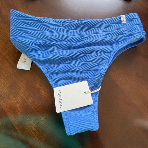 Rhythm. Maldives Cobalt Blue Ribbed High Rise Bikini Swim Set NWT Small - Picture 5 of 11